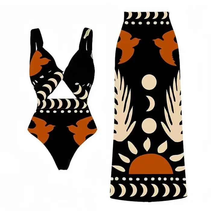 Maillot de bain une pièce imprimé femmes Bikini avec ensemble de plage nouveau une épaule taille haute