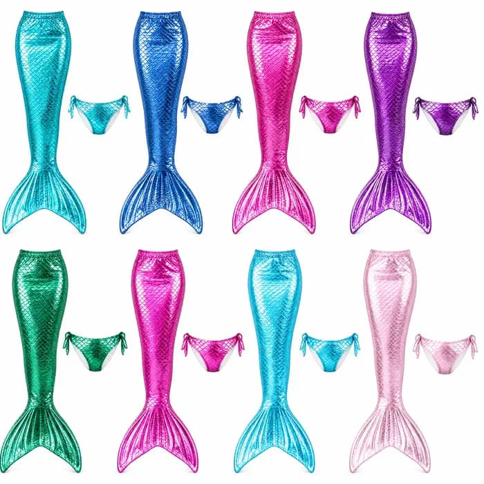 Maillot de bain Cosplay petite sirène pour filles, écailles de poisson brillantes, palmes simples, Costume de bain pour enfants, Costume de fête sur la plage et la piscine