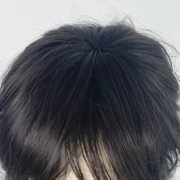 Perruques synthétiques courtes à tête de mulet avec frange pour hommes, cheveux lisses, noirs, gris, verts, pour fête quotidienne, Cosplay