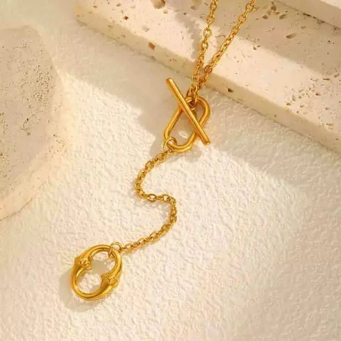 Tigrade – collier avec pendentif géométrique en forme de Y pour femmes, en acier inoxydable, boucle OT, longs colliers à bascule, bijoux cadeaux