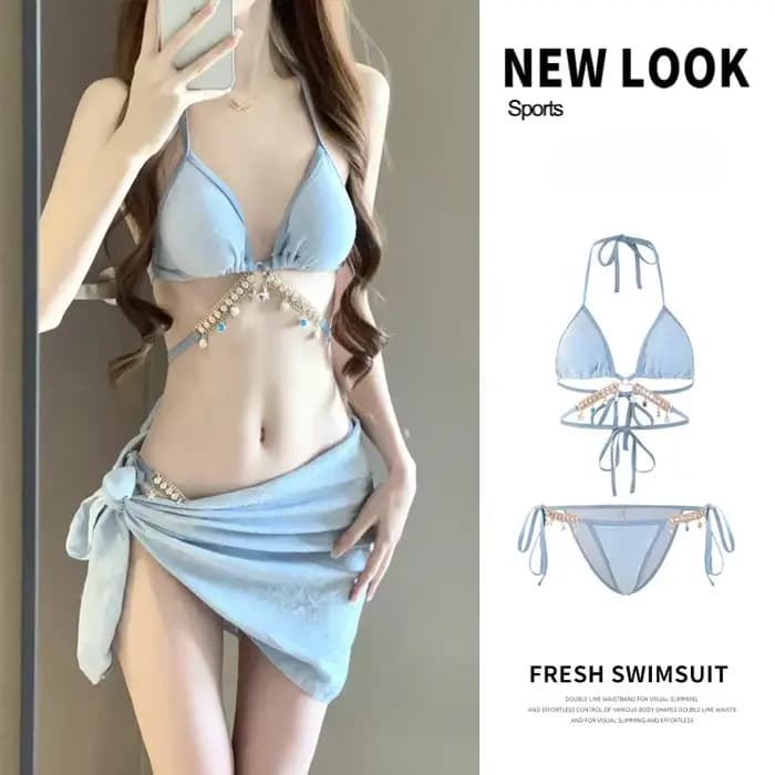 Toucheart-Maillot de bain sexy pour femmes, ensemble deux pièces, soutien-gorge, col licou, culotte tanga, vêtements de plage, nouvelle collection