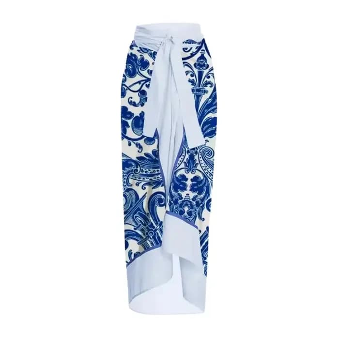 Nouvelle Collection : Ensemble Bikini Taille Haute Imprimé Rétro pour Femme – Maillot de Bain Deux Pièces Élégant avec Jupe de Plage pour Vacances et Bains Thermales