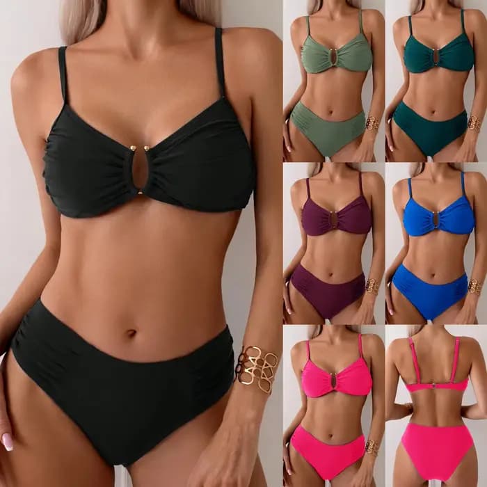 Maillot de bain froissé, couleur unie, sexy, ajouré, fendu, pour femmes, nouvelle collection 2025