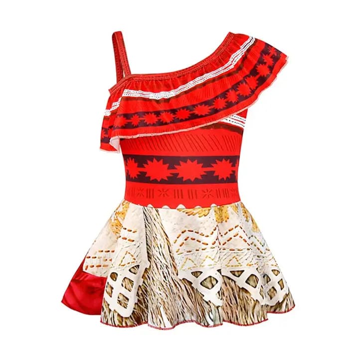 Ensemble maillot de bain et robe deux pièces Moana Vaiana polynésien pour filles, idéal pour les vacances d'été à la plage, la piscine ou les fêtes costumées