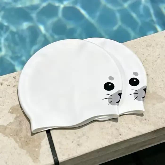 Bonnet de bain en silicone imperméable mignon, à séchage rapide, motif dessin animé, confortable, imprimé animaux, pour la piscine