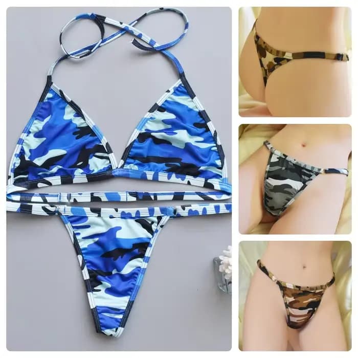 Ensemble Bikini Camouflage Femme Sexy Imprimé Maillot de Bain Deux Pièces String Dos Nu 2026 Tenue de Plage Tendance Été
