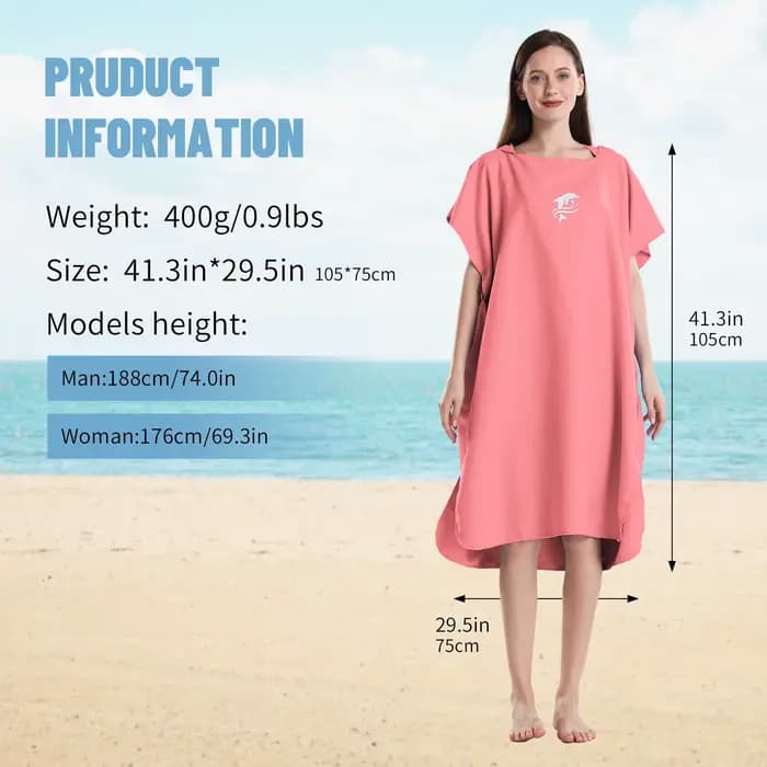Mutao – serviette de Robe Poncho de Surf unisexe