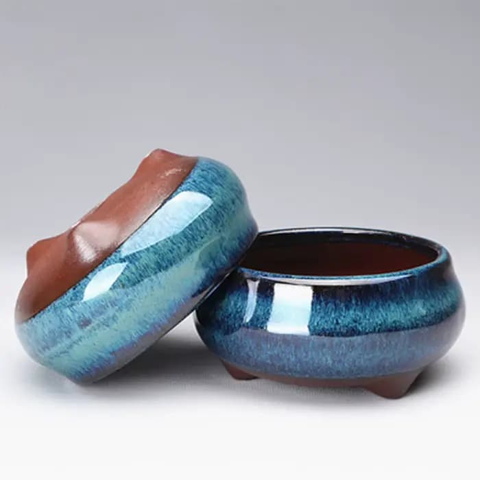 Pots de jardinière de jardin en céramique, Pot de fleur rond d'orchidée succulente pour plantes de fleurs d'intérieur et d'extérieur, Pot de fleur avec trous