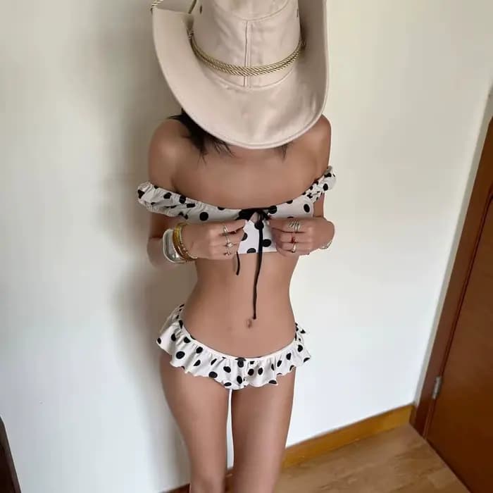 Ensemble bikini à pois sexy dos nu pour femme