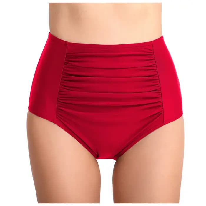 Short de bain brésilien froncé plissé solide pour femmes, bas Vintage personnalisé pour dames