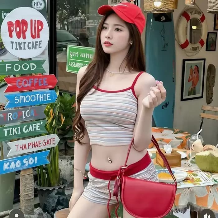 Ensemble Bikini rayé de Style coréen pour femmes
