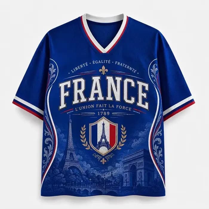 Maillot de football inspiré de la France 2026, col en V, maille respirante, manches courtes, t-shirt de sport, haut pour fans, hommes, femmes, enfants, grandes tailles