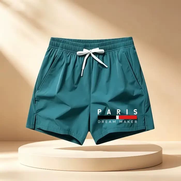 Short de plage imprimé Paris pour hommes, pantalon de bain extensible avec cordon de serrage à la taille, short de surf décontracté et ample, grande taille s-5XL