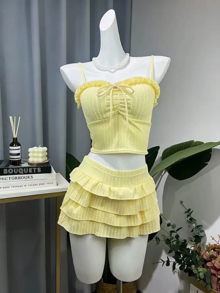 Ensemble de bikini à rayures style Sweet Lolita pour femmes