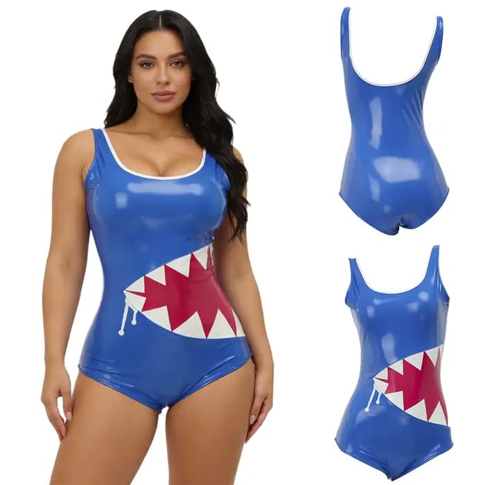 Maillot de bain pour femme Anme requin body dos bas Look mouillé dents