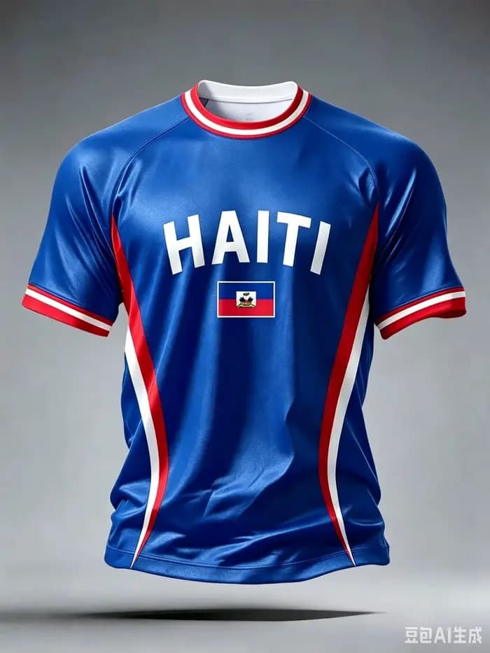 Nouveau Maillot de Football Bleu Haïti 2026 pour Hommes, Col Rond, Vêtement de Sport avec Texte « HAITI » et Imprimé Drapeau, Hauts Décontractés et d'Entraînement