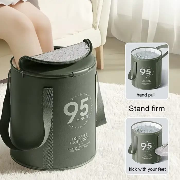 Grand seau de bain de pieds pliant avec couvercle