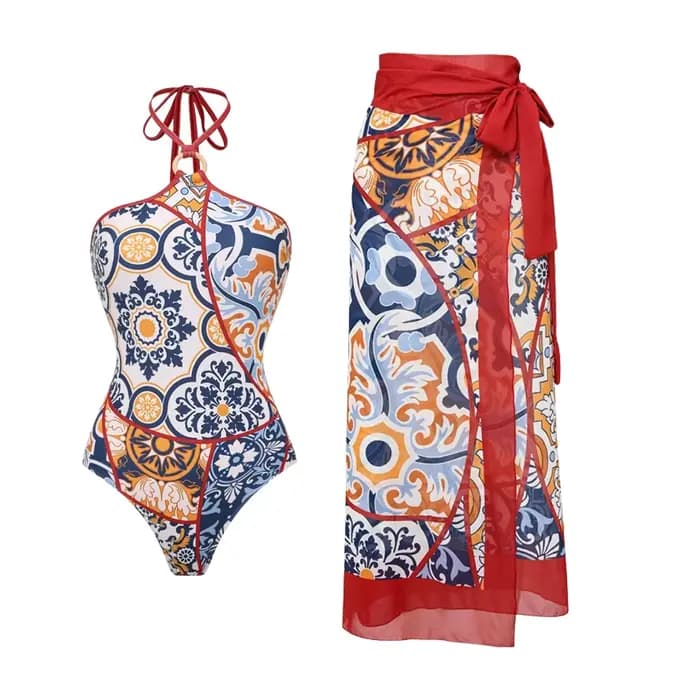 Maillot de bain une pièce rétro avec couverture