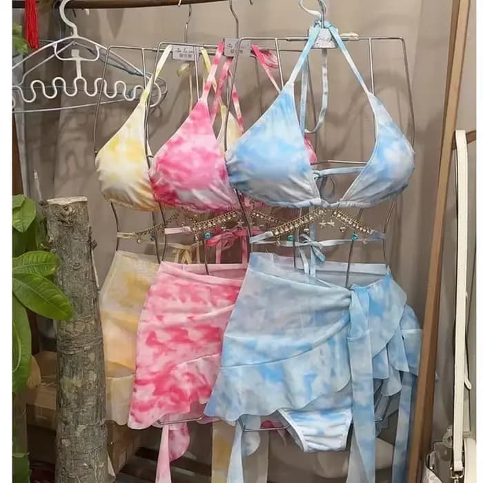 Maillot de bain bikini sexy pour femme, style vacances à la plage, mini robe à trois points, amincissant, petite poitrine, idéal pour la natation à la plage