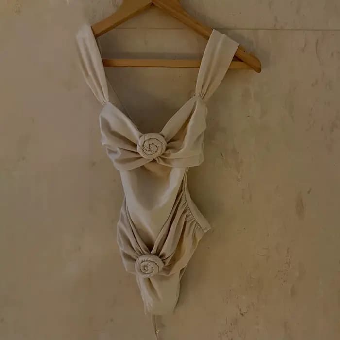 Fleur blanche une pièce maillot de bain 2025 femmes Sexy Bikini Bandeau Biquini Push Up maillots