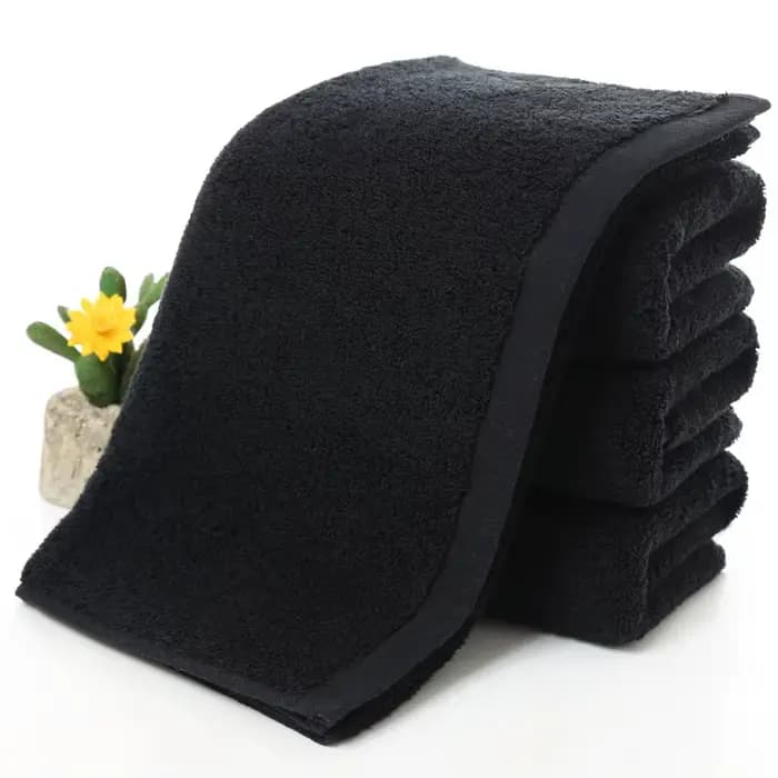 Noir grande serviette de bain coton épais douche visage serviettes maison salle