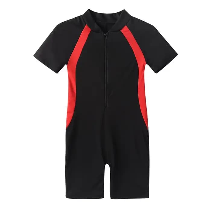 Combinaisons maillot de bain filles manches courtes enfants une pièce maillot de bain fermeture éclair Shorty combinaison enfants éruptions cutanées plage maillots de bain