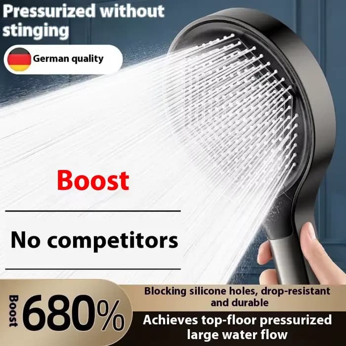 Pommeau de douche pressurisé, pressurisation super forte avec grande sortie d'eau, pomme de douche filtrée de bain à grand panneau de 15 cm