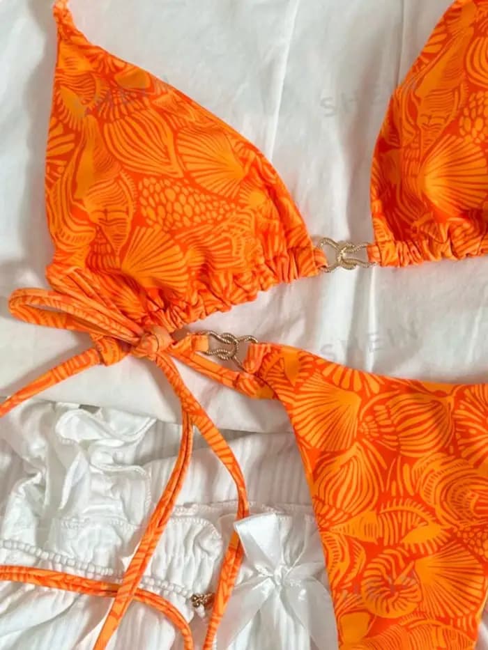 Micro bikini sexy imprimé feuilles d'oranger 2026 pour femme