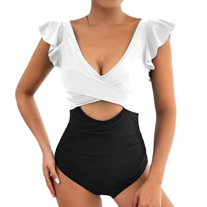 2025 évider croix Ztvitality maillot de bain une pièce solide à volants maillots de bain femmes maillot de bain femme vêtements de plage