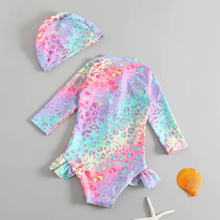 Maillot de bain une pièce avec chapeau de soleil pour petites filles de 1 à 2 3 4 5 6 ans