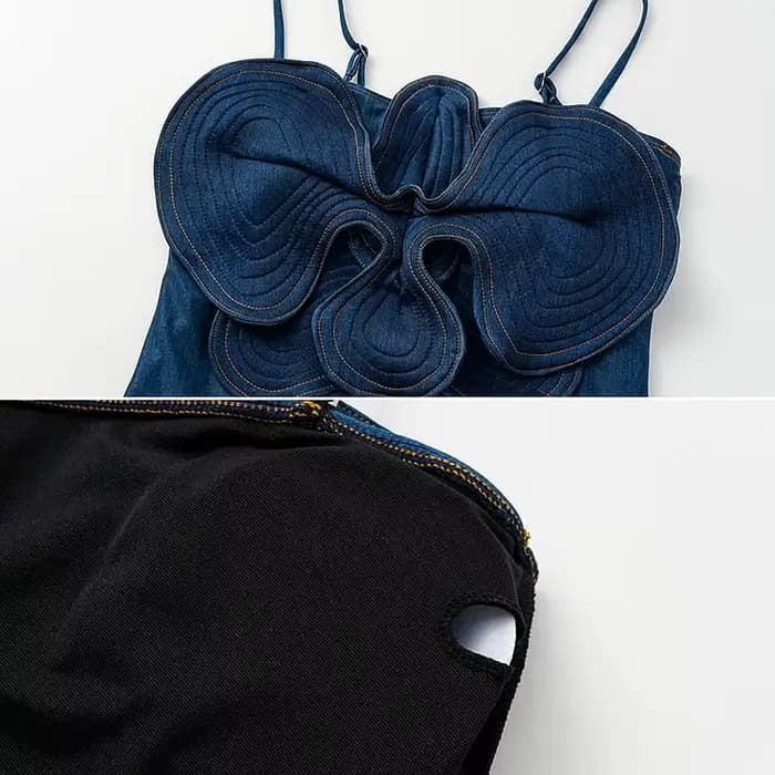 Maillot de bain une pièce en denim pour femmes, ensemble sexy, imprimé de fleurs en 3D, bikini solide, vêtements de plage, 2025