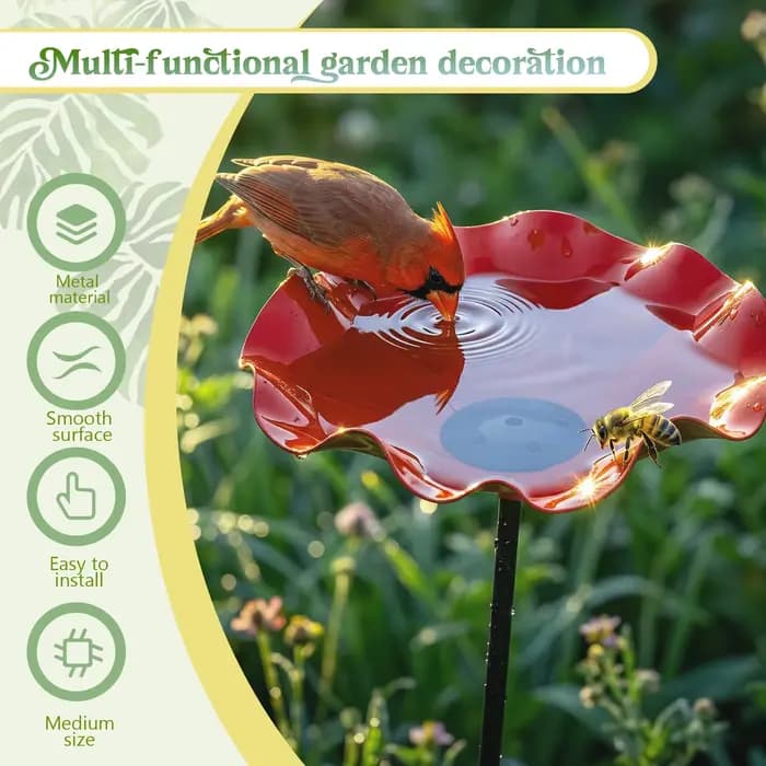 Baignoire pour oiseaux en métal pour jardin, bain d'oiseaux extérieur sur pied, bol à eau décoratif pour jardin, patio, cour