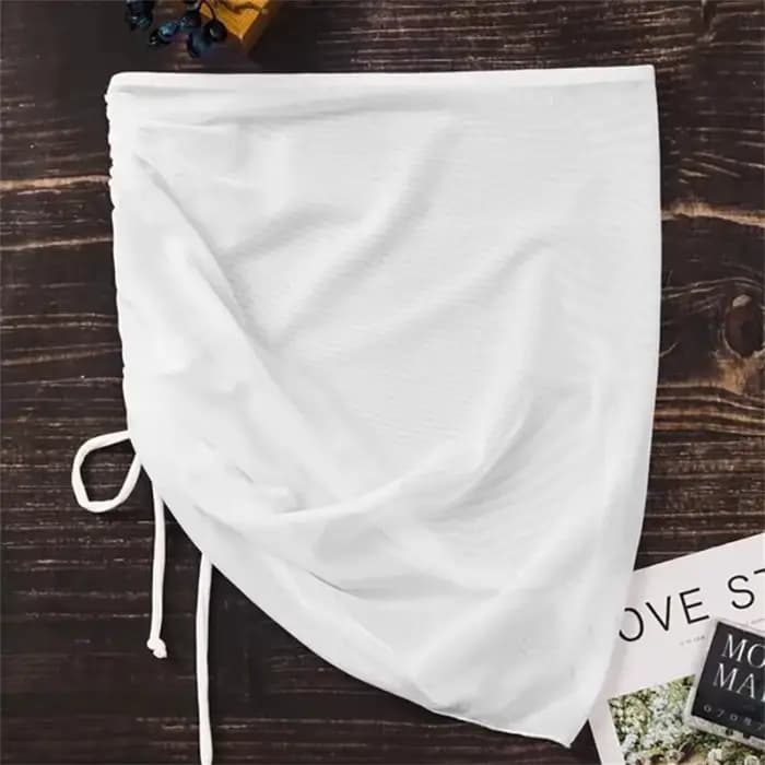 Nouveau Maillot de bain translucide jupe de plage maille cordon solide gaze