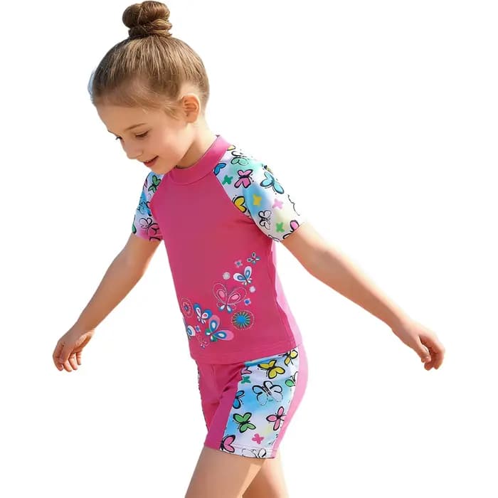 Maillot de bain imprimé décontracté 2 pièces pour petites filles