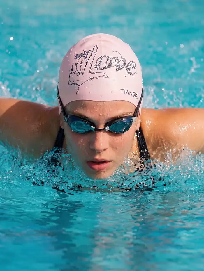 Bonnet de bain en silicone pour adultes, imprimé LOVE en anglais, imperméable, antidérapant, bonnet de bain à haute élasticité