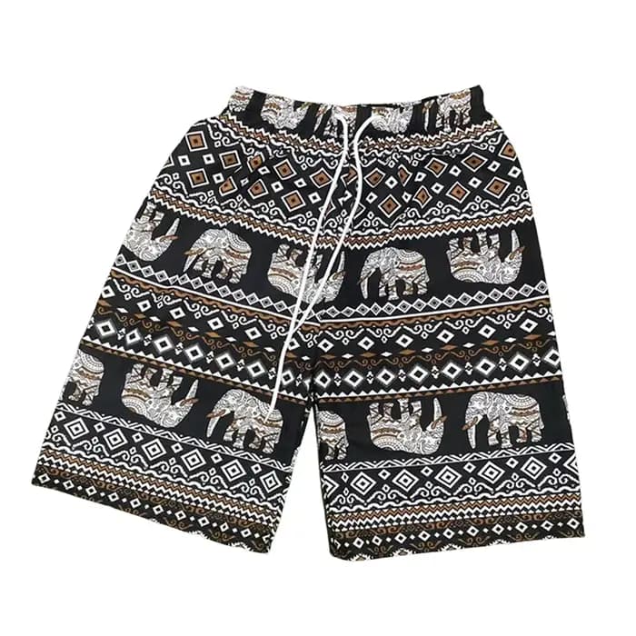 Short de plage pour hommes et femmes, short d'été, style bohème, imprimé 3D, motif éléphant, pantalon court, baggy, hippicopter, pour voyage