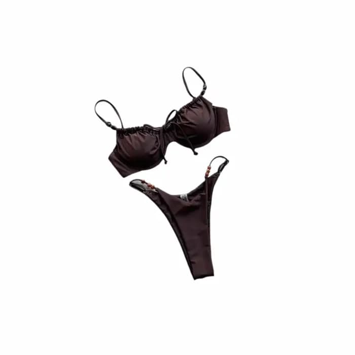 Nouveau maillot de bain sexy marron à lacets au dos
