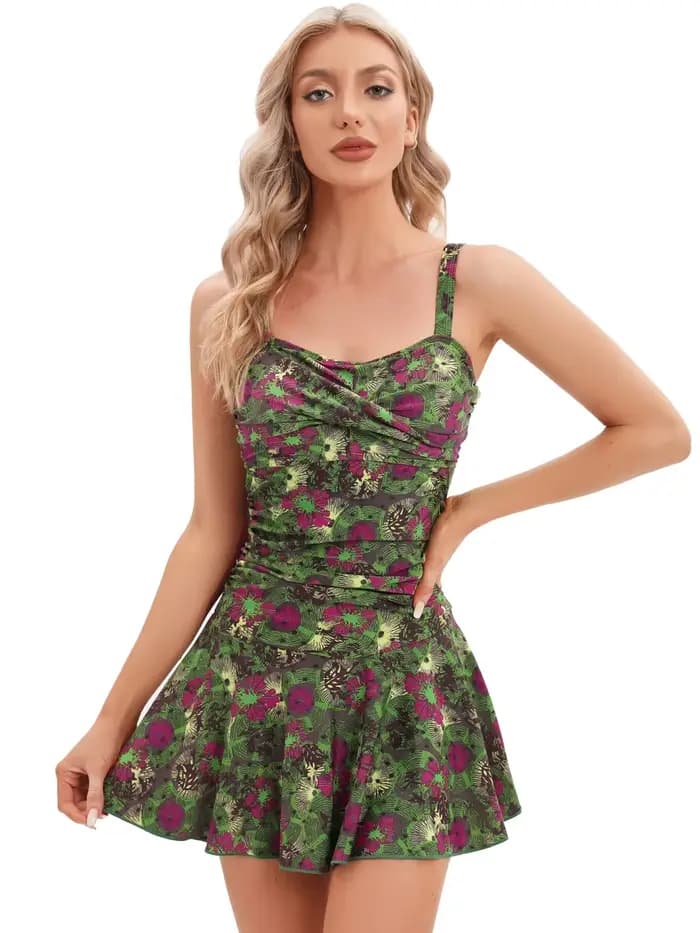 Maillot de bain une pièce à imprimé fleuri pour femme