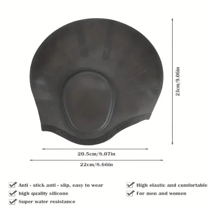 DIZETION Bonnet de bain en silicone durable avec poches d'oreille pour adultes et adolescents - Protege les cheveux longs et fournit une haute élasticité