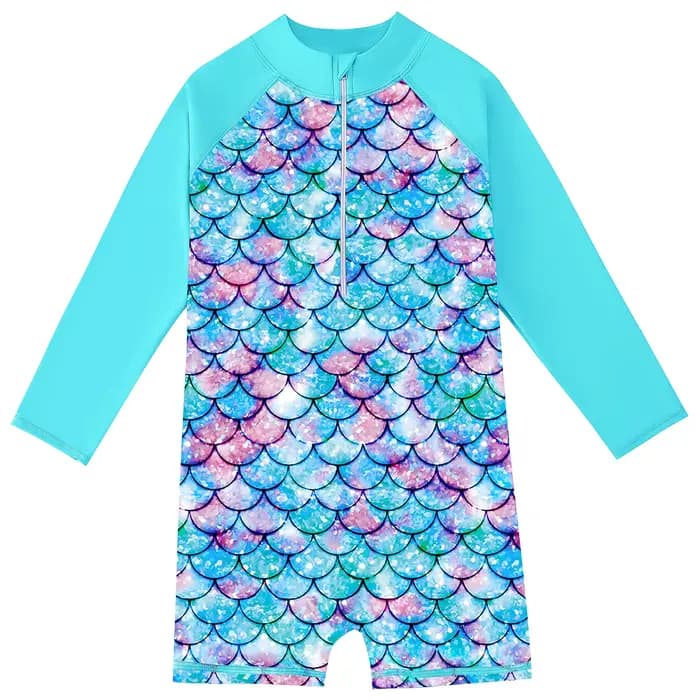 Maillot de bain d'été pour enfants, manches longues, sirène, une pièce, protection UV, combinaison de surf pour filles