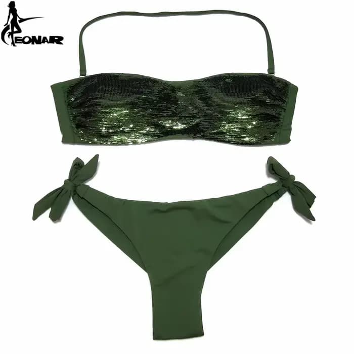 Maillot de bain à paillettes cousues pour femme