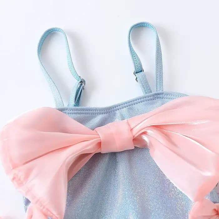 Ensemble maillot de bain et bonnet pour bébé fille, 2 pièces, avec nœud papillon, pour enfant de 2 à 12 ans