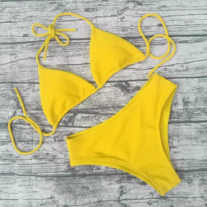 Bikini 2023 Sexy couleur unie maillots de bain femmes Triangle rayure