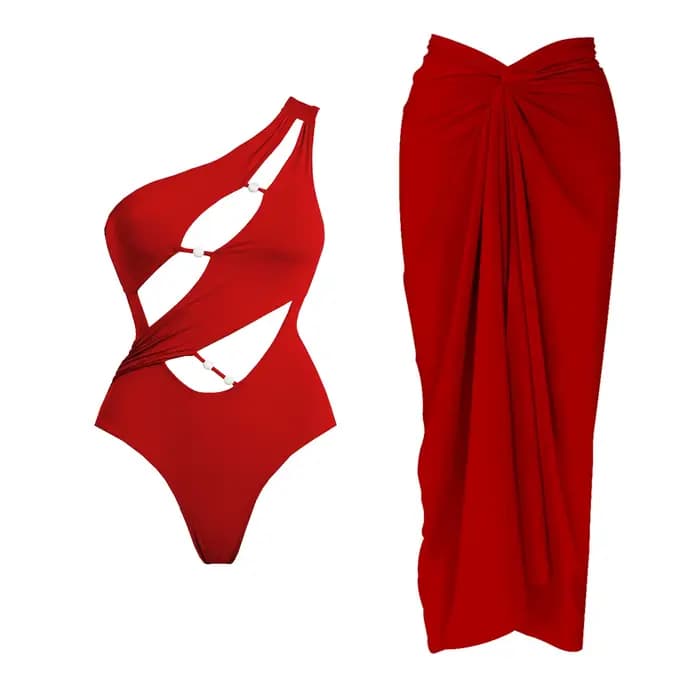 Maillot de bain 2 pièces asymétrique pour femme