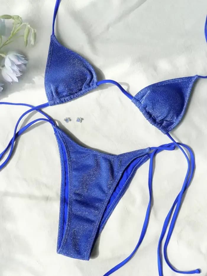 Miyouj brillant Bikini ensemble Triangle Bikinis bandeau maillot de bain femmes maillot de bain deux pièces été Biquini nouveaux vêtements de plage