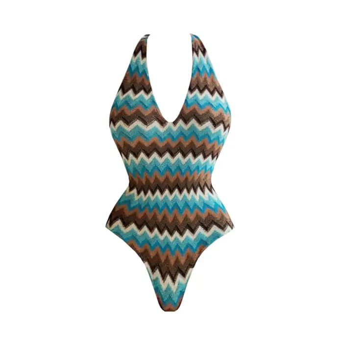 Maillot de bain une pièce à motifs en Zigzag