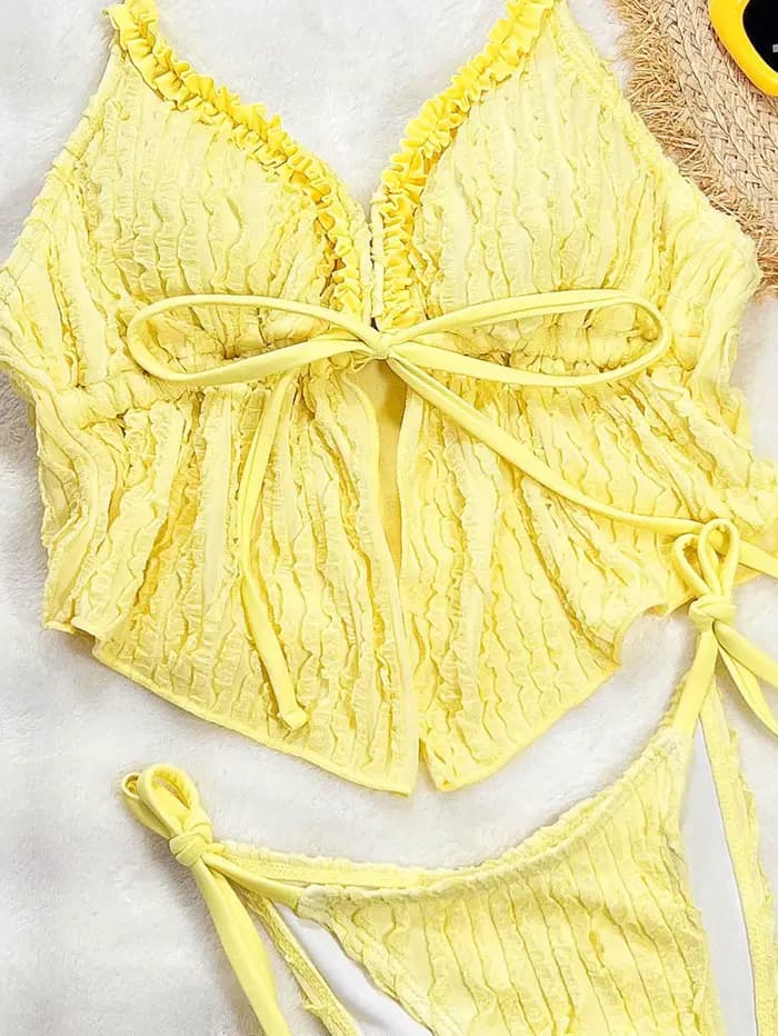 Femmes maillot de bain Sexy Bikini jaune maillots