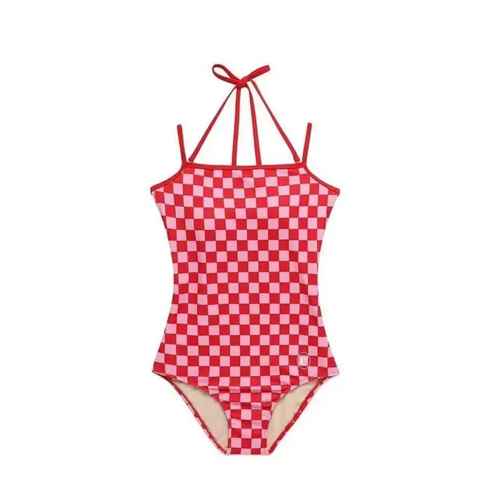 Maillot de bain une pièce à carreaux, sexy, à bretelles, pour femmes, monokini imbibé, vêtements de plage