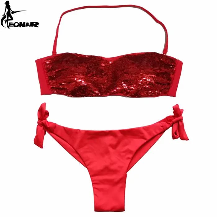 Maillot de bain à paillettes cousues pour femme
