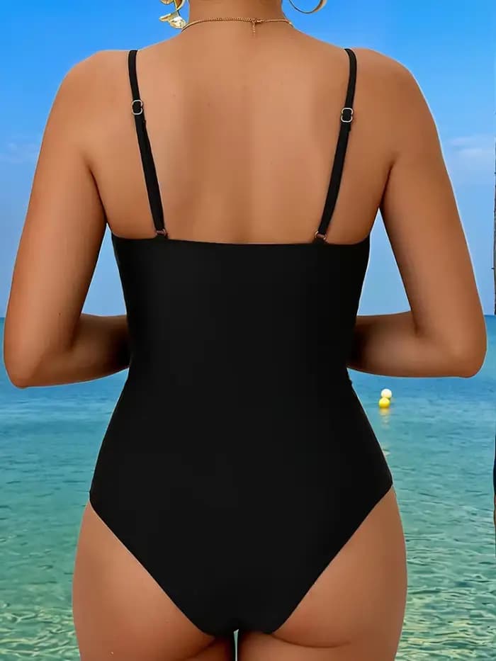 Maillot de bain une pièce femme 2026 Nouveau modèle uni col en V sexy body maillot de bain d'été monokini dos nu pour la plage